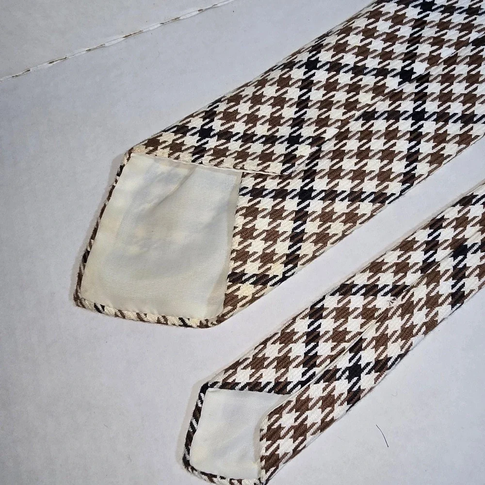 VINTAGE‎ Multi-browns & Cream Colored Checkered Men's Tie